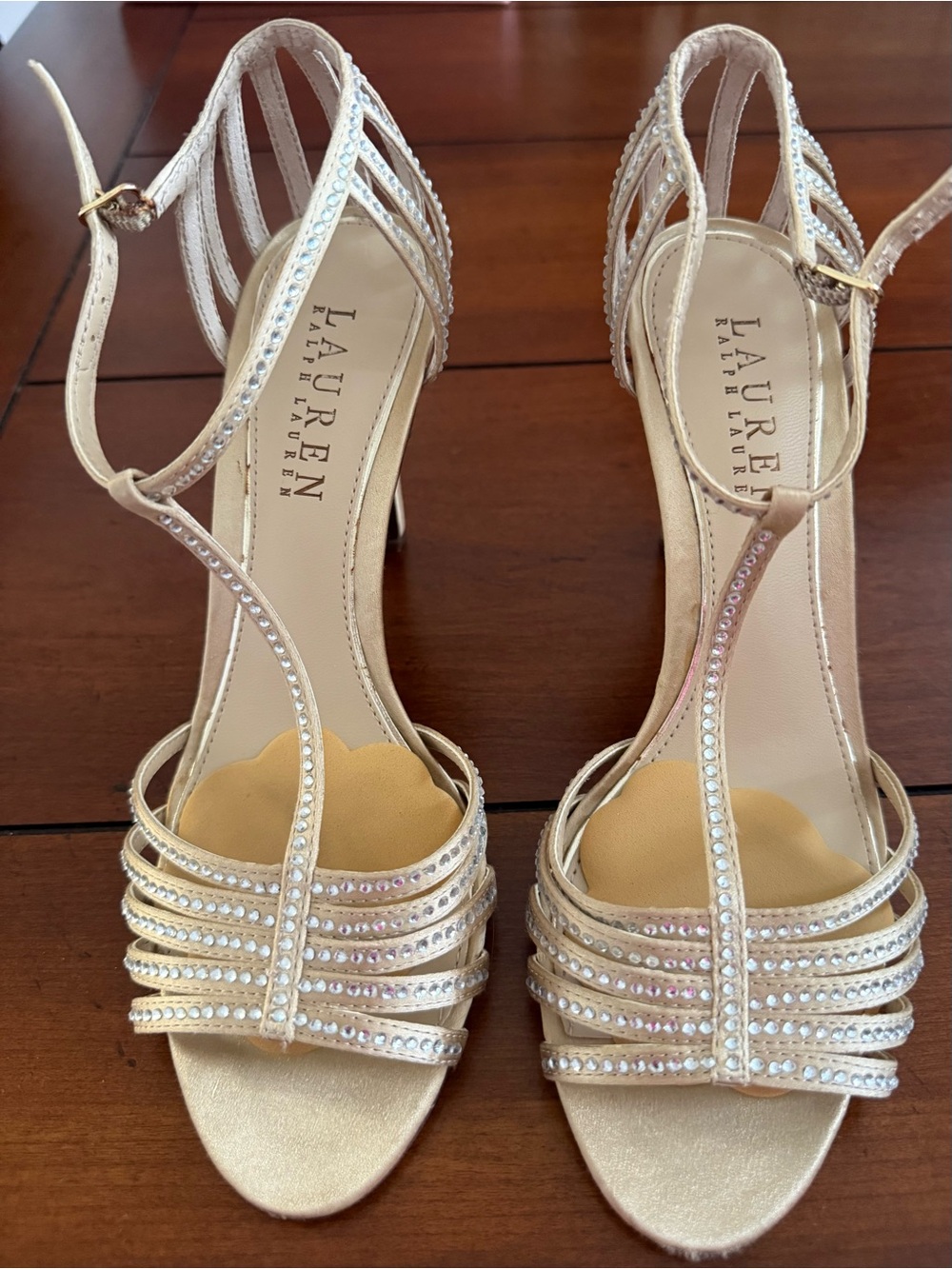 Ralph Lauren 3.5 inch heel Gold with Rhinestone.   Worn once for an event.